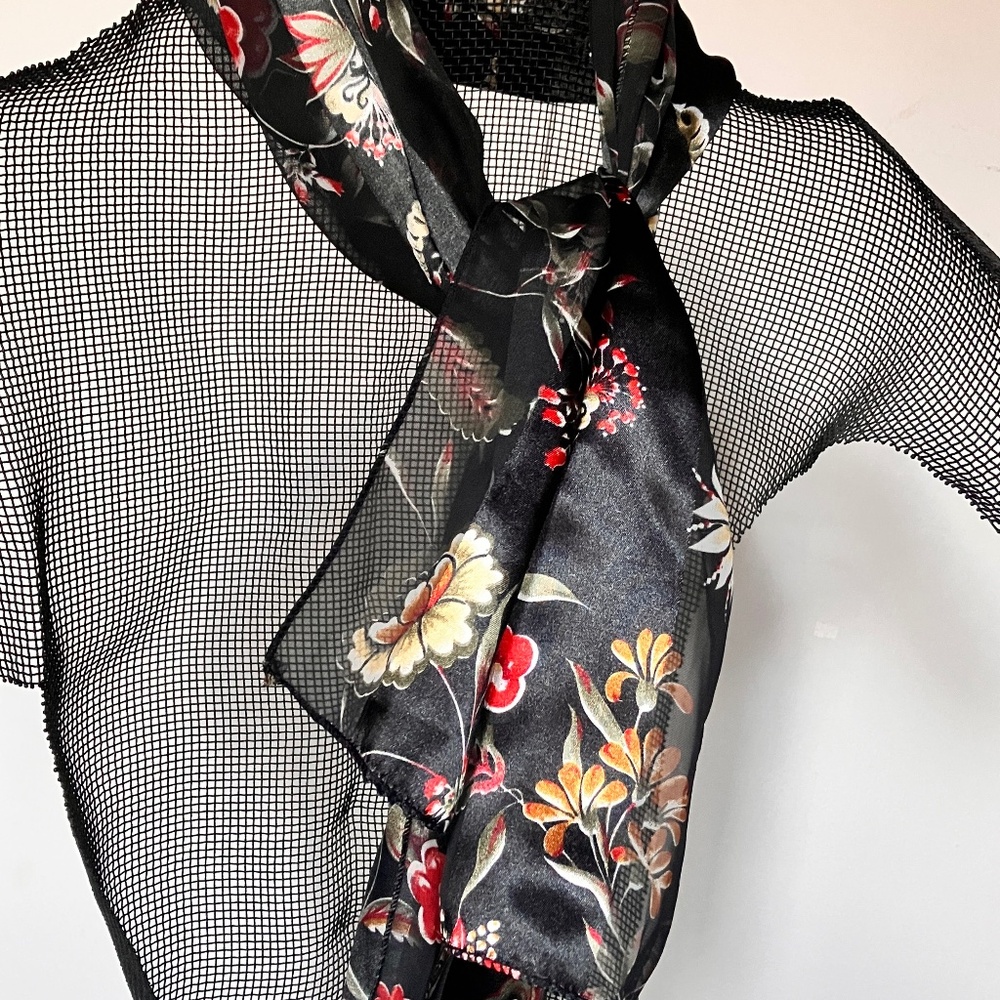 Vintage black floral scarf. Original owner. Great condition. 13.5"x46".